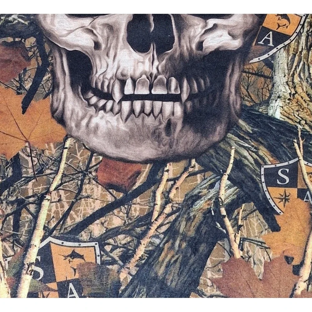 SA Co Skull Forest Camo Neck Gaiter Face Shield Mask Mens Brown Orange Tactical
